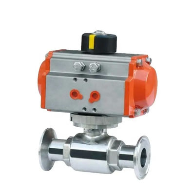 Ατσάλι από ανοξείδωτο χάλυβα 304 Tri Clamp Connection Sanitary Food Safe Pneumatic Actuator Ball Valve