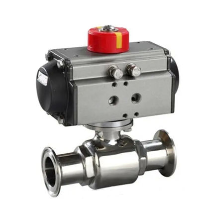 Ατσάλι από ανοξείδωτο χάλυβα 304 Tri Clamp Connection Sanitary Food Safe Pneumatic Actuator Ball Valve
