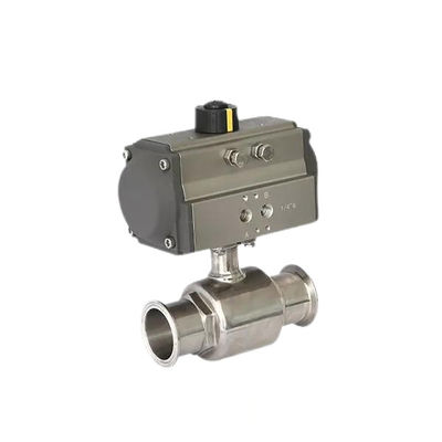Ατσάλι από ανοξείδωτο χάλυβα 304 Tri Clamp Connection Sanitary Food Safe Pneumatic Actuator Ball Valve