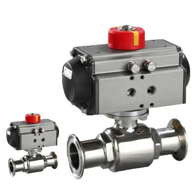 Ατσάλι από ανοξείδωτο χάλυβα 304 Tri Clamp Connection Sanitary Food Safe Pneumatic Actuator Ball Valve