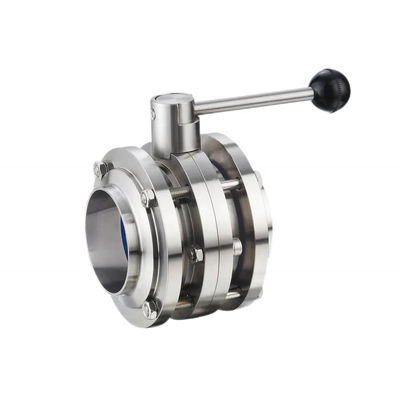 1/8"--4" WZ Τροφική ποιότητα από ανοξείδωτο χάλυβα 304 316L Υγιεινή Τρεις PCS Εγχειριτική βαλβίδα πεταλούδας ίση
