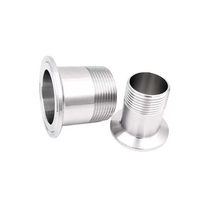 Ασημένιο 1/2" 3/4" BSP αρσενικό NPT Thread Ferrule Τύπος Tri Clamp σωλήνα Fitting για υγιεινή