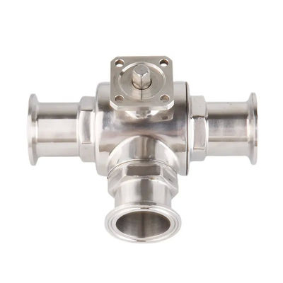 Τροφίμων Ασημένιο Τύπου T TRI CLAMP 3 Way Ball Valve από ανοξείδωτο χάλυβα 304 316 WZ 3A/DIN/SMS