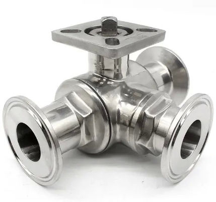 Τροφίμων Ασημένιο Τύπου T TRI CLAMP 3 Way Ball Valve από ανοξείδωτο χάλυβα 304 316 WZ 3A/DIN/SMS