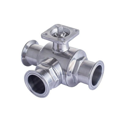 Τροφίμων Ασημένιο Τύπου T TRI CLAMP 3 Way Ball Valve από ανοξείδωτο χάλυβα 304 316 WZ 3A/DIN/SMS