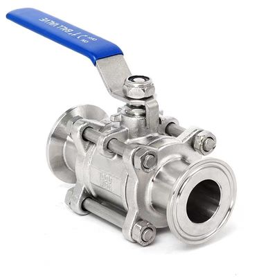 DN20-DN300 Υγιεινής Ατσάλι 3pcs βαλβίδα μπάλα με Tri Clamp σύνδεση και μέγεθος