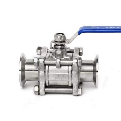 DN20-DN300 Υγιεινής Ατσάλι 3pcs βαλβίδα μπάλα με Tri Clamp σύνδεση και μέγεθος