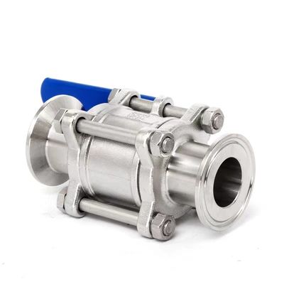DN20-DN300 Υγιεινής Ατσάλι 3pcs βαλβίδα μπάλα με Tri Clamp σύνδεση και μέγεθος