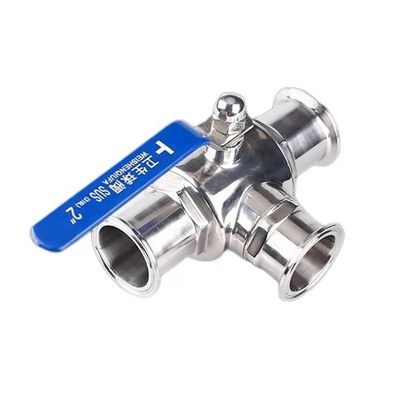 Σφυρηλατημένη υγιεινή SS304/SS316L L/T τύπου Tri Clamp Ατσάλι από ανοξείδωτο χάλυβα 3 οδικές βαλβίδες σφαίρας 3A DIN