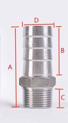 Ατσάλι από ανοξείδωτο χάλυβα 1 "Σωλήνα Barb x 3/4" NPT αρσενικό για την οικιακή ζύμωση σωλήνα Fitting θηλυκό νήμα