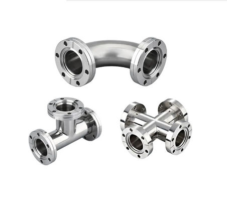 Ατσάλι από ανοξείδωτο χάλυβα 301/304/316 KF Equal Tee Connect Flange Vacuum Fitting με υποστήριξη OEM