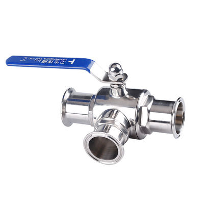 Υγιεινή SS304/SS316L Tri Clamp Ball Valve με λειτουργία 3 Way και σε 1/2 '6' μεγέθη
