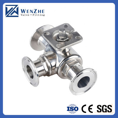 Εγχειρίδιο Υγιεινής Ατσάλι 304/316L Tri-Clamp 3 Way Ball Valve με υψηλή επένδυση