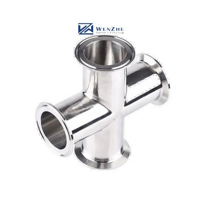 1/4''-6' ίσος 3A DIN Υγιεινής Quick-Connect Cross 304 από ανοξείδωτο χάλυβα 4-Way Clamp