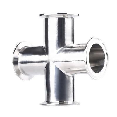 1/4''-6' ίσος 3A DIN Υγιεινής Quick-Connect Cross 304 από ανοξείδωτο χάλυβα 4-Way Clamp