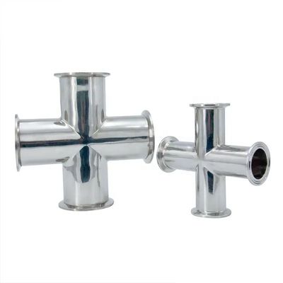 1/4''-6' ίσος 3A DIN Υγιεινής Quick-Connect Cross 304 από ανοξείδωτο χάλυβα 4-Way Clamp