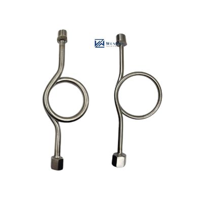 SS304 316 316L Στρογγυλό δαχτυλίδι 6000 PSI 1/2 NPT BSPT Στρογγυλό μετρητή πίεσης Snubber Siphon Tube